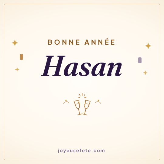 Image carrée « Bonne année Hasan » pour WhatsApp