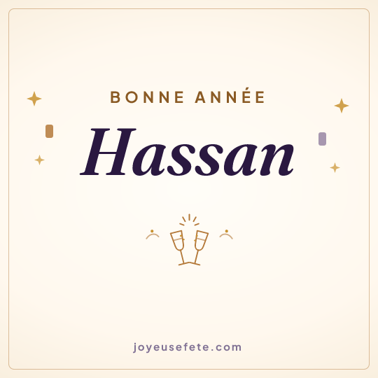 Image carrée « Bonne année Hassan » pour WhatsApp