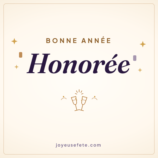 Image carrée « Bonne année Honorée » pour WhatsApp