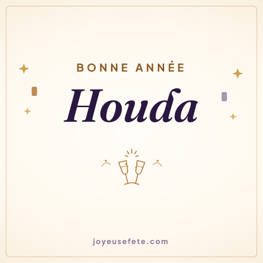 Image carrée « Bonne année Houda » pour WhatsApp