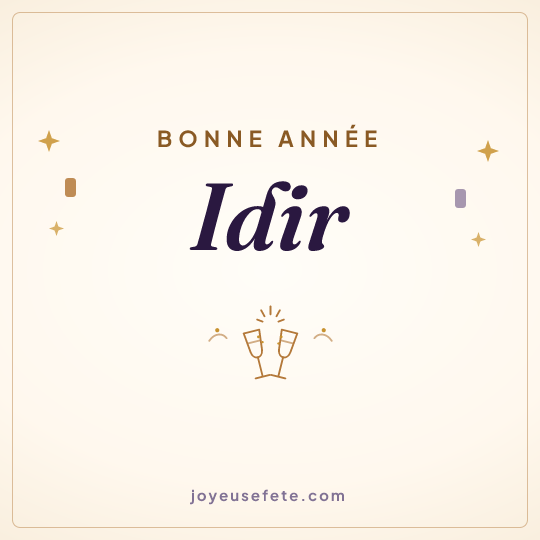 Image carrée « Bonne année Idir » pour WhatsApp
