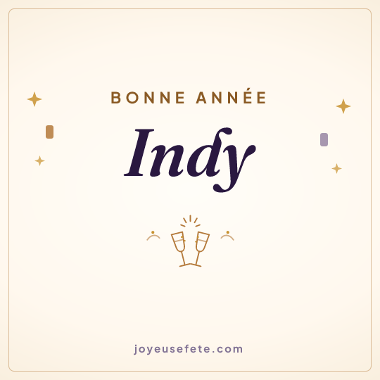 Image carrée « Bonne année Indy » pour WhatsApp