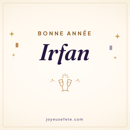 Image carrée « Bonne année Irfan » pour WhatsApp