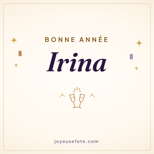 Image carrée « Bonne année Irina » pour WhatsApp
