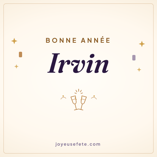 Image carrée « Bonne année Irvin » pour WhatsApp