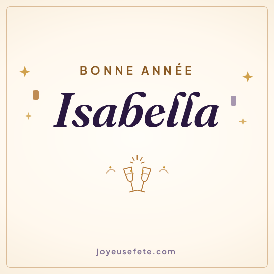 Image carrée « Bonne année Isabella » pour WhatsApp