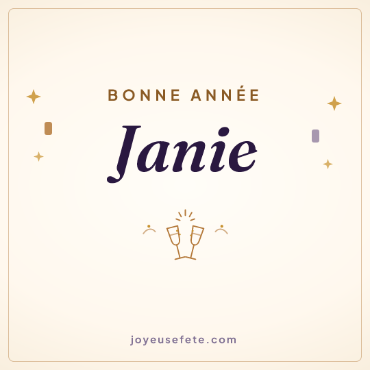Image carrée « Bonne année Janie » pour WhatsApp