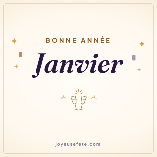 Image carrée « Bonne année Janvier » pour WhatsApp