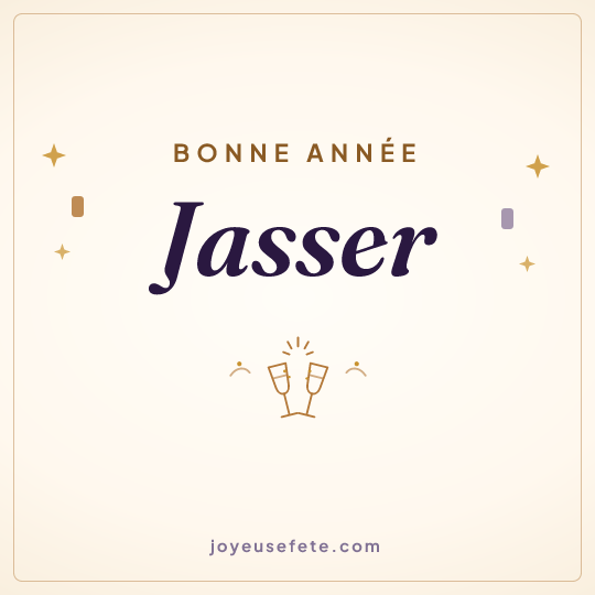 Image carrée « Bonne année Jasser » pour WhatsApp