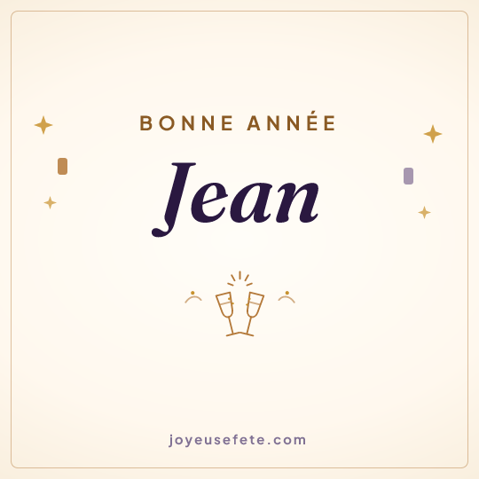 Image carrée « Bonne année Jean » pour WhatsApp