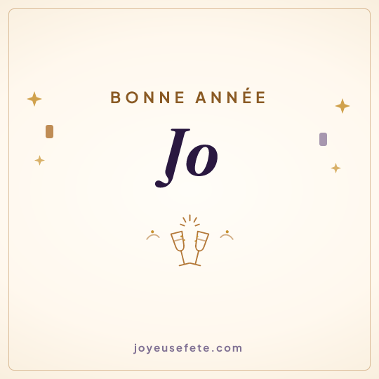 Image carrée « Bonne année Jo » pour WhatsApp