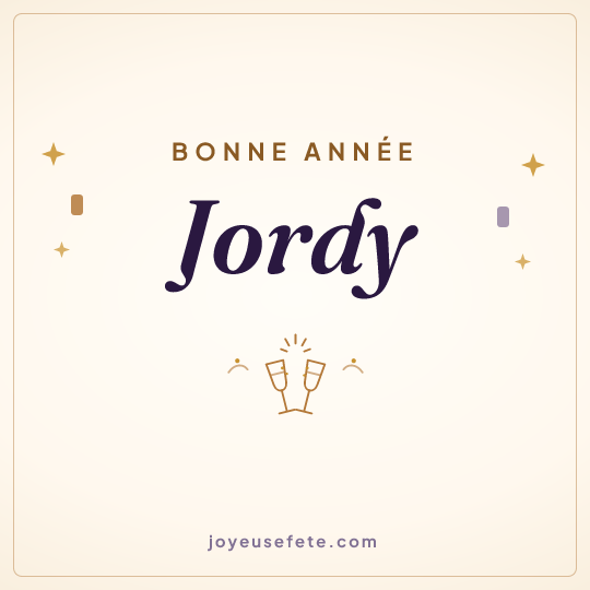 Image carrée « Bonne année Jordy » pour WhatsApp