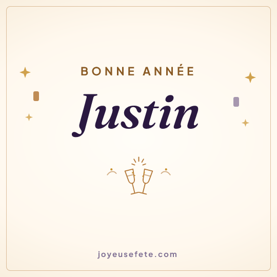 Image carrée « Bonne année Justin » pour WhatsApp