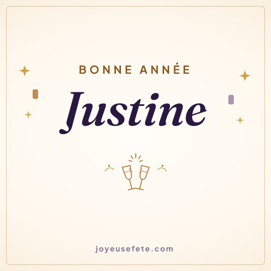 Image carrée « Bonne année Justine » pour WhatsApp
