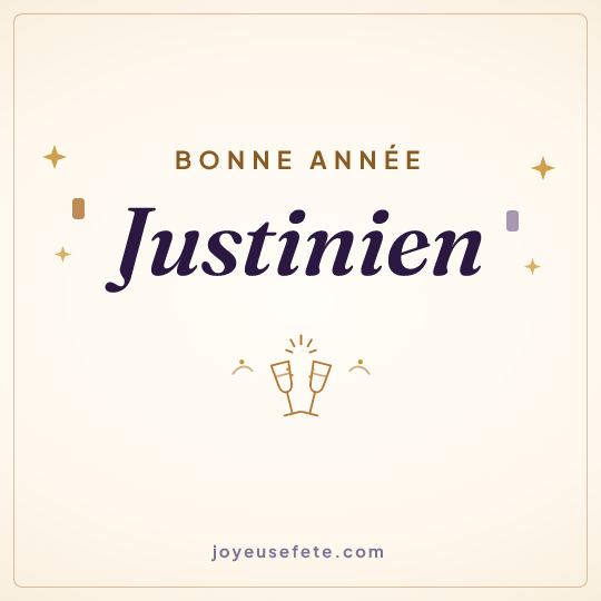 Image carrée « Bonne année Justinien » pour WhatsApp