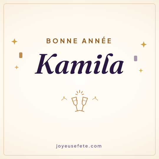 Image carrée « Bonne année Kamila » pour WhatsApp