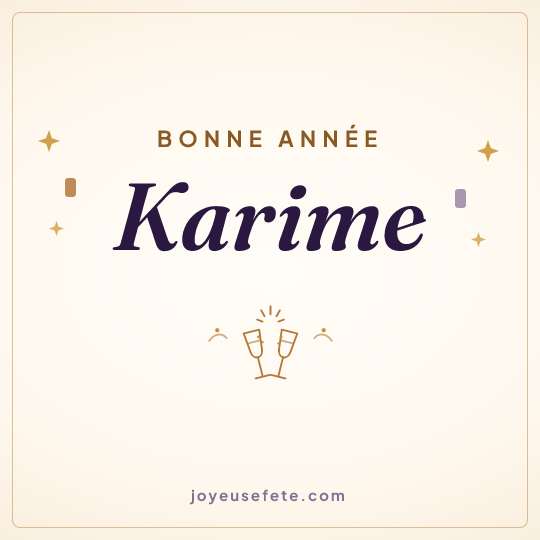 Image carrée « Bonne année Karime » pour WhatsApp