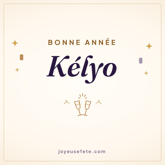 Image carrée « Bonne année Kélyo » pour WhatsApp