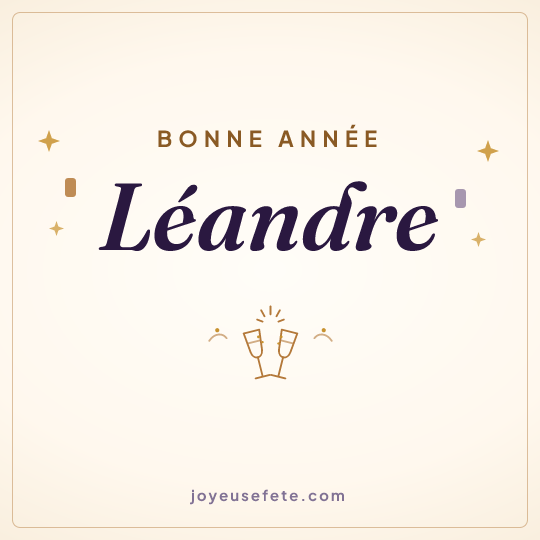 Image carrée « Bonne année Léandre » pour WhatsApp