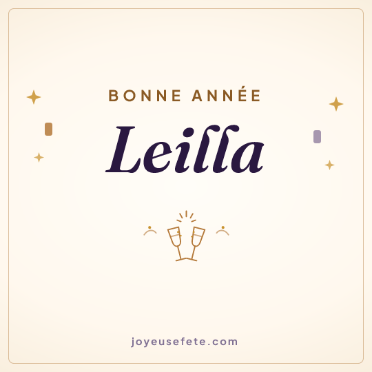 Image carrée « Bonne année Leilla » pour WhatsApp