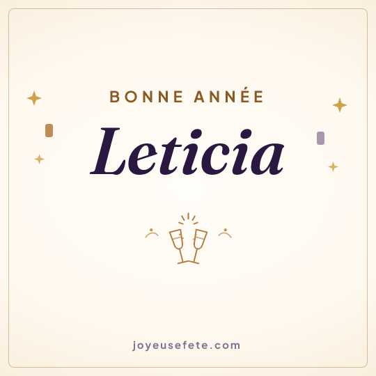 Image carrée « Bonne année Leticia » pour WhatsApp