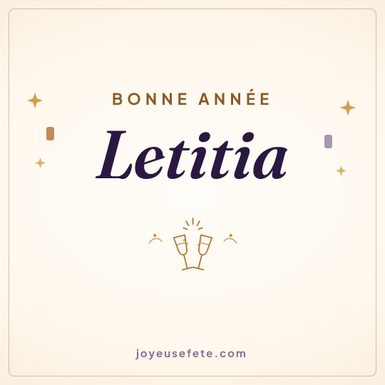 Image carrée « Bonne année Letitia » pour WhatsApp