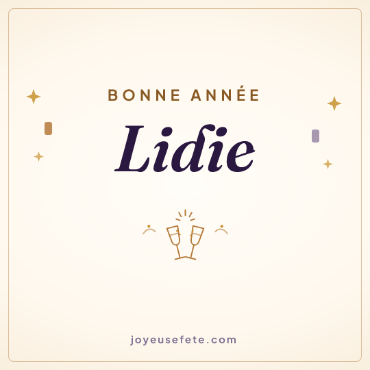 Image carrée « Bonne année Lidie » pour WhatsApp