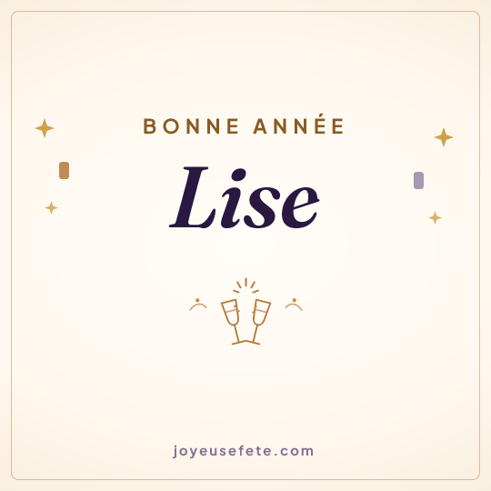 Image carrée « Bonne année Lise » pour WhatsApp