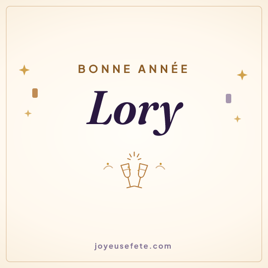 Image carrée « Bonne année Lory » pour WhatsApp