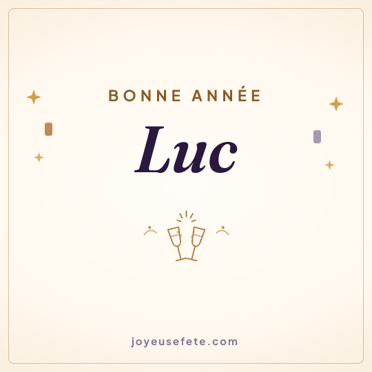 Image carrée « Bonne année Luc » pour WhatsApp
