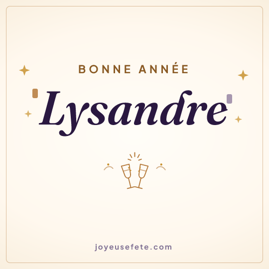 Image carrée « Bonne année Lysandre » pour WhatsApp