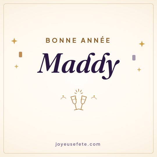 Image carrée « Bonne année Maddy » pour WhatsApp