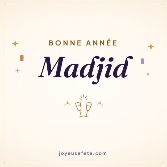 Image carrée « Bonne année Madjid » pour WhatsApp