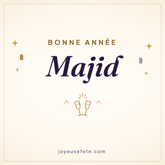 Image carrée « Bonne année Majid » pour WhatsApp