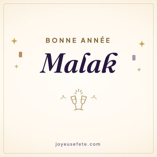 Image carrée « Bonne année Malak » pour WhatsApp
