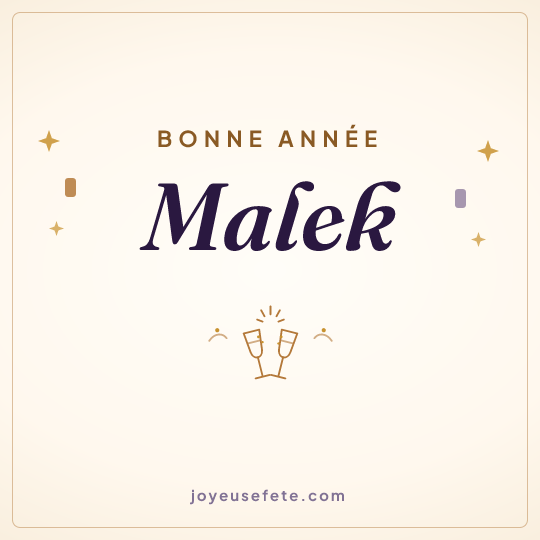 Image carrée « Bonne année Malek » pour WhatsApp