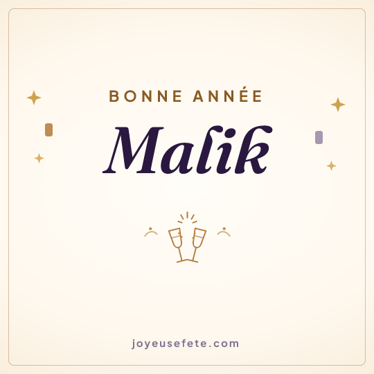 Image carrée « Bonne année Malik » pour WhatsApp