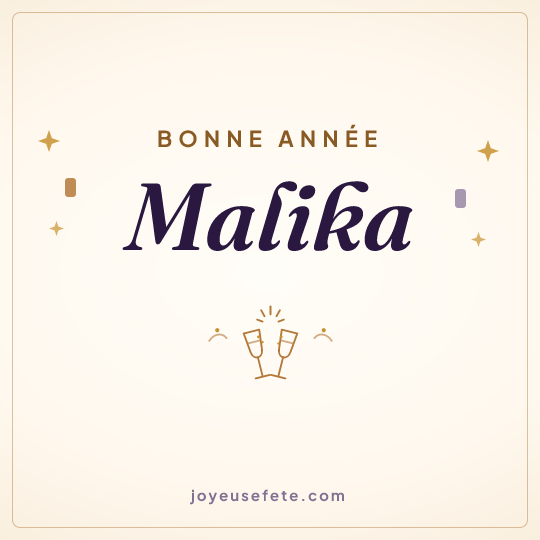 Image carrée « Bonne année Malika » pour WhatsApp