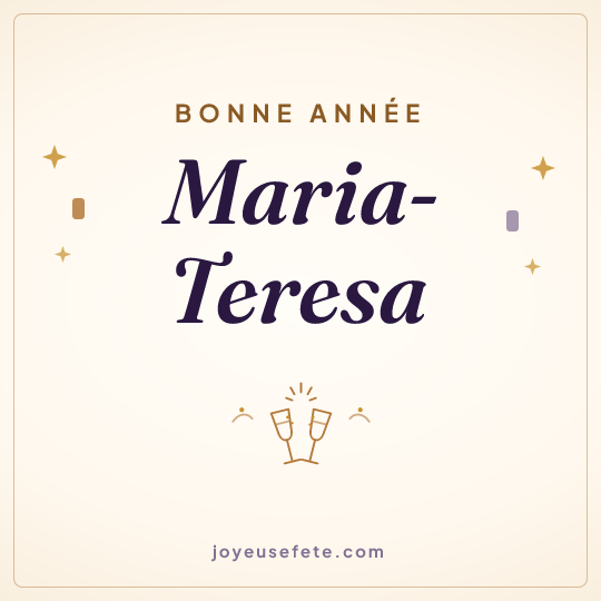 Image carrée « Bonne année Maria-Teresa » pour WhatsApp
