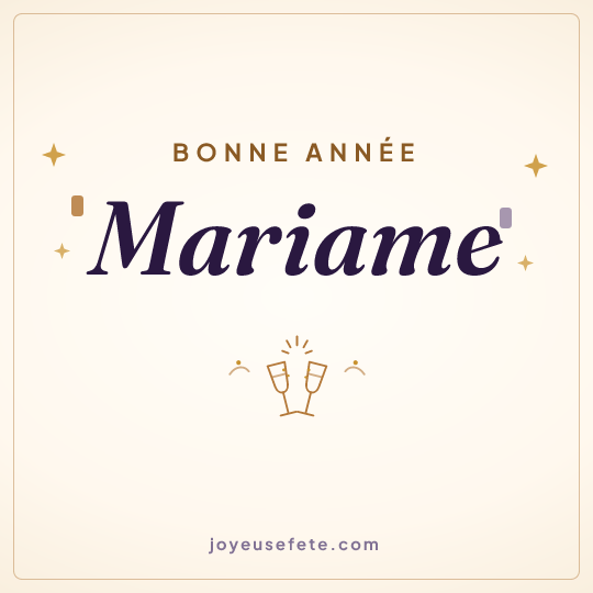 Image carrée « Bonne année Mariame » pour WhatsApp