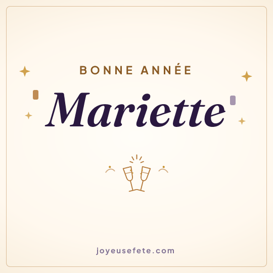 Image carrée « Bonne année Mariette » pour WhatsApp