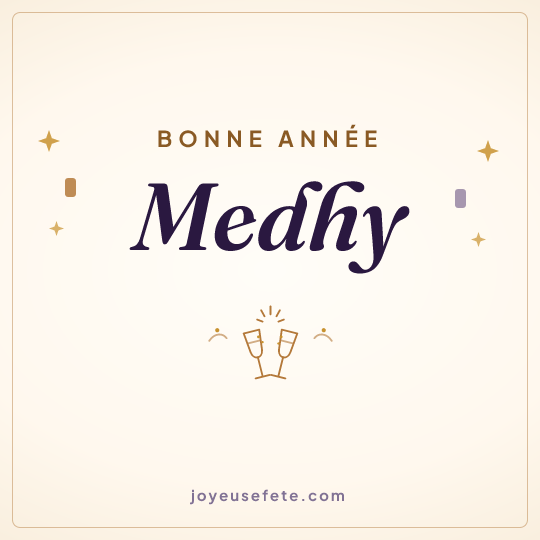 Image carrée « Bonne année Medhy » pour WhatsApp