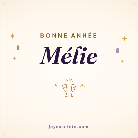 Image carrée « Bonne année Mélie » pour WhatsApp