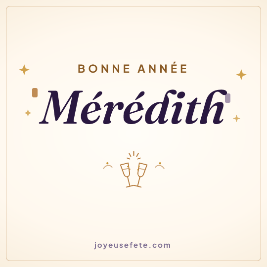 Image carrée « Bonne année Mérédith » pour WhatsApp