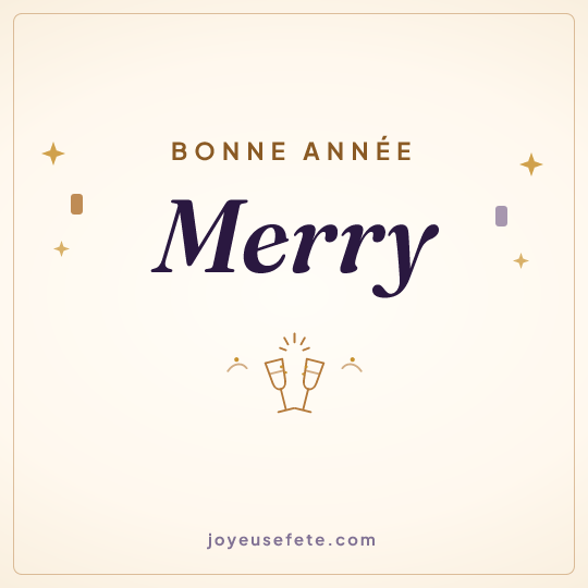 Image carrée « Bonne année Merry » pour WhatsApp