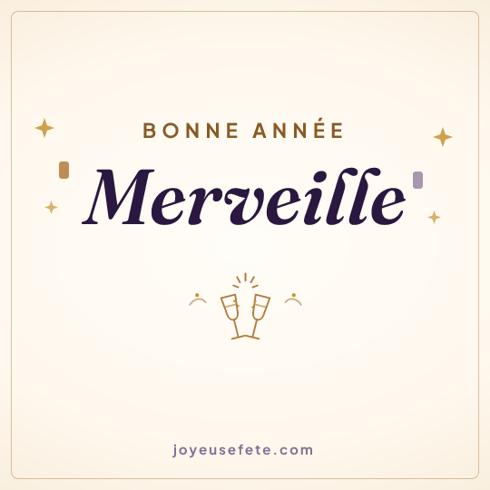 Image carrée « Bonne année Merveille » pour WhatsApp