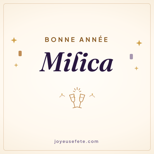 Image carrée « Bonne année Milica » pour WhatsApp