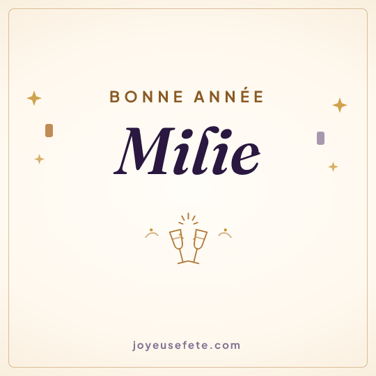 Image carrée « Bonne année Milie » pour WhatsApp