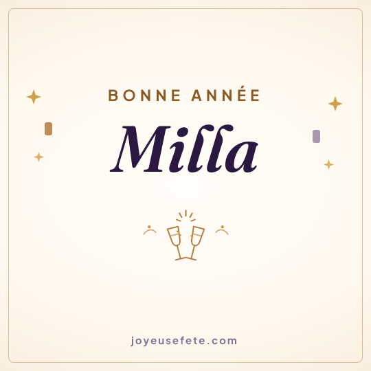 Image carrée « Bonne année Milla » pour WhatsApp
