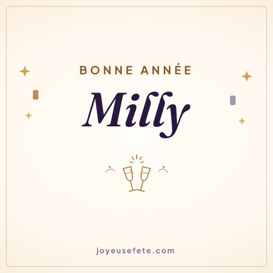 Image carrée « Bonne année Milly » pour WhatsApp